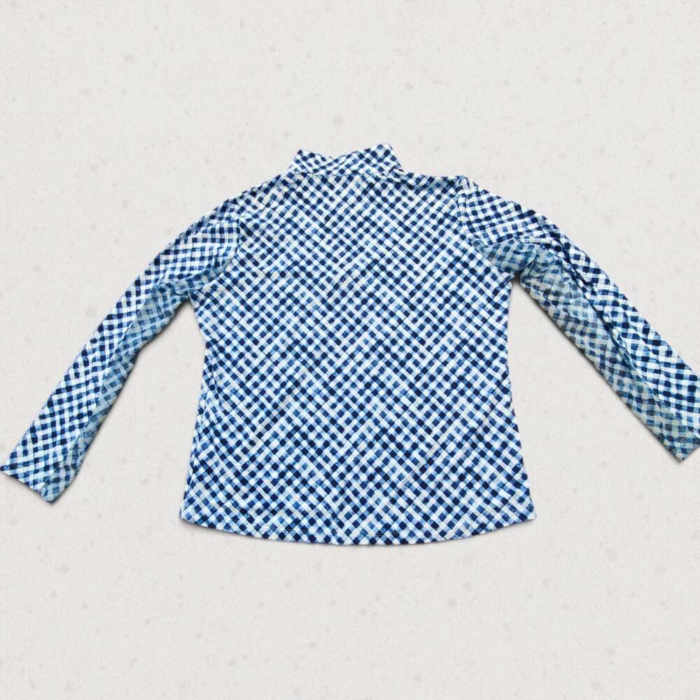 IBKÜL Women's Gingham Check Size XL Long Sleeve Mock Neck Quarter-Zip Sun Shirt